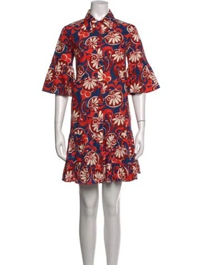 Pre-owned La Doublej Floral Print Mini Dress In Blue/orange