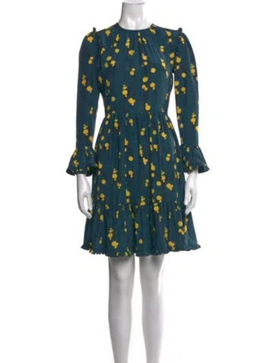 Pre-owned La Doublej Floral Print Mini Dress In Blue/yellow
