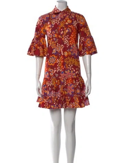Pre-owned La Doublej Floral Print Mini Dress In Burgundy