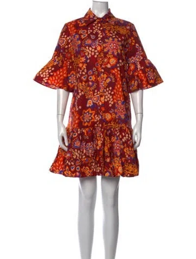 Pre-owned La Doublej Floral Print Mini Dress In Burgundy