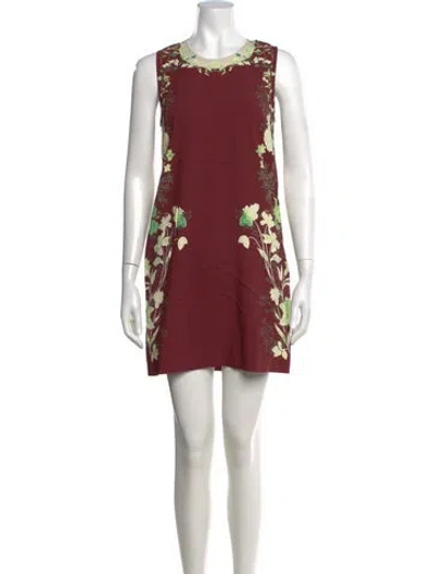 Pre-owned La Doublej Floral Print Mini Dress In Burgundy