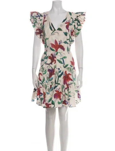 Pre-owned La Doublej Floral Print Mini Dress In Green