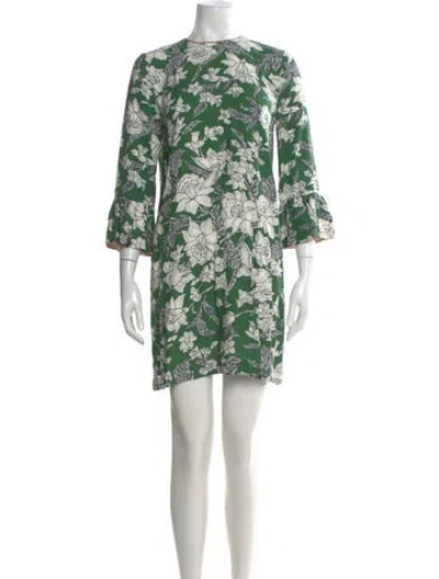 Pre-owned La Doublej Floral Print Mini Dress In Green