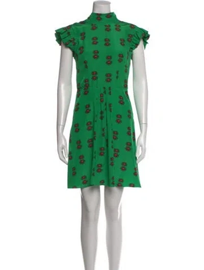 Pre-owned La Doublej Floral Print Mini Dress In Green