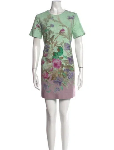 Pre-owned La Doublej Floral Print Mini Dress In Green