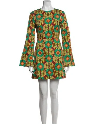 Pre-owned La Doublej Floral Print Mini Dress In Green