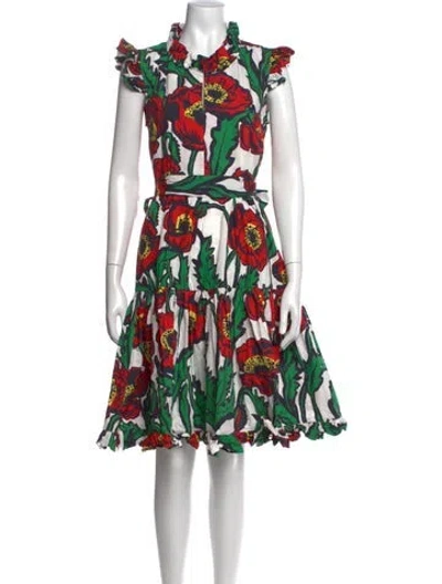Pre-owned La Doublej Floral Print Mini Dress In Green