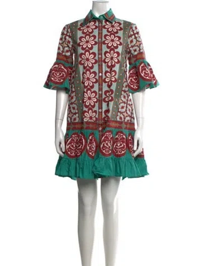 Pre-owned La Doublej Floral Print Mini Dress In Green