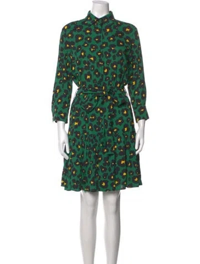 Pre-owned La Doublej Floral Print Mini Dress In Green