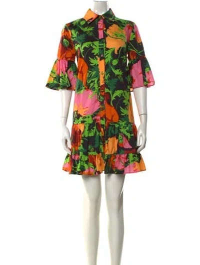 Pre-owned La Doublej Floral Print Mini Dress In Green