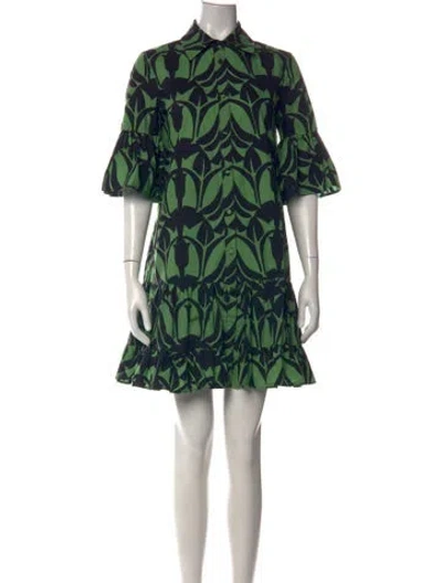 Pre-owned La Doublej Floral Print Mini Dress In Green