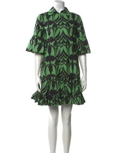 Pre-owned La Doublej Floral Print Mini Dress In Green