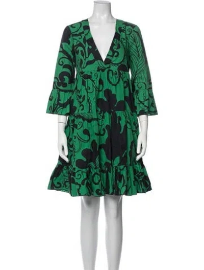 Pre-owned La Doublej Floral Print Mini Dress In Green