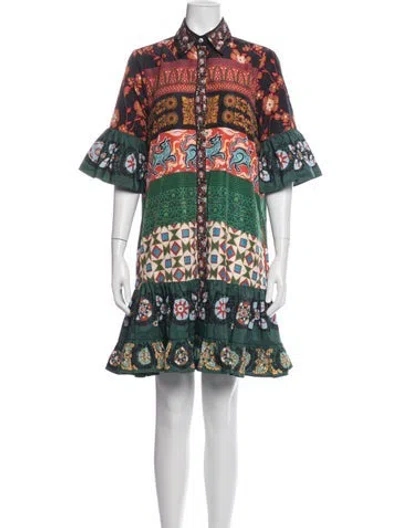 Pre-owned La Doublej Floral Print Mini Dress In Green