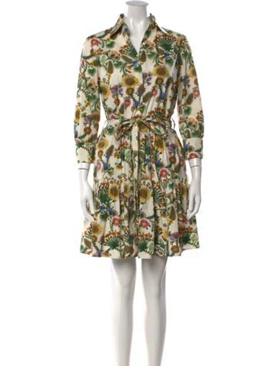 Pre-owned La Doublej Floral Print Mini Dress In Green/neutrals