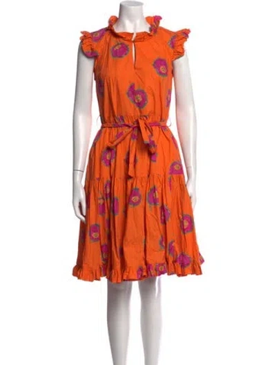 Pre-owned La Doublej Floral Print Mini Dress In Green/orange/purple