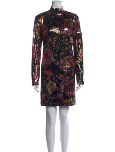 Pre-owned La Doublej Floral Print Mini Dress In Metallic