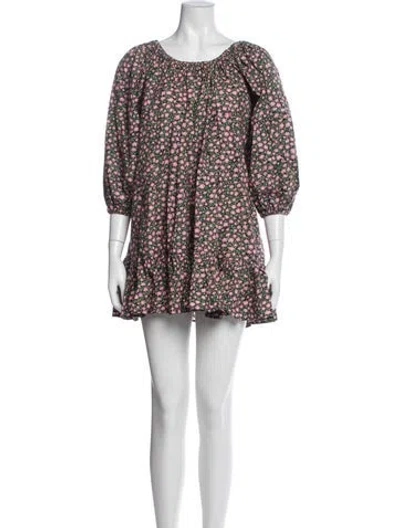 Pre-owned La Doublej Floral Print Mini Dress In Multi