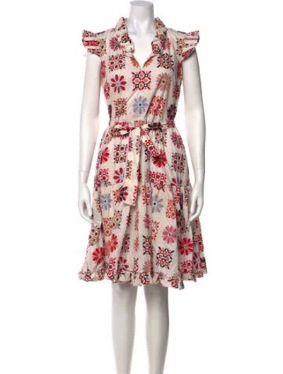 Pre-owned La Doublej Floral Print Mini Dress In Neutral