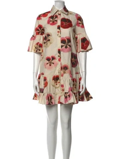Pre-owned La Doublej Floral Print Mini Dress In Neutral