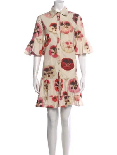 Pre-owned La Doublej Floral Print Mini Dress In Neutral