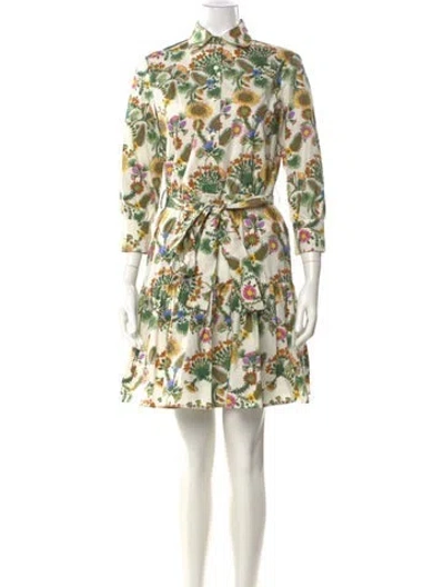 Pre-owned La Doublej Floral Print Mini Dress In Neutral