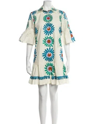 Pre-owned La Doublej Floral Print Mini Dress In Neutral