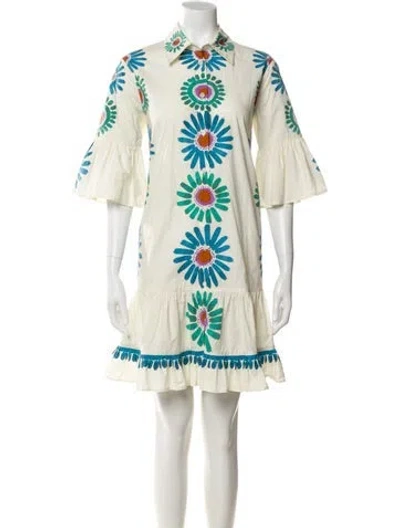 Pre-owned La Doublej Floral Print Mini Dress In Neutral