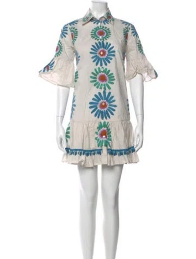 Pre-owned La Doublej Floral Print Mini Dress In Neutral
