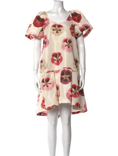 Pre-owned La Doublej Floral Print Mini Dress In Neutral