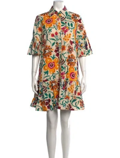 Pre-owned La Doublej Floral Print Mini Dress In Neutral