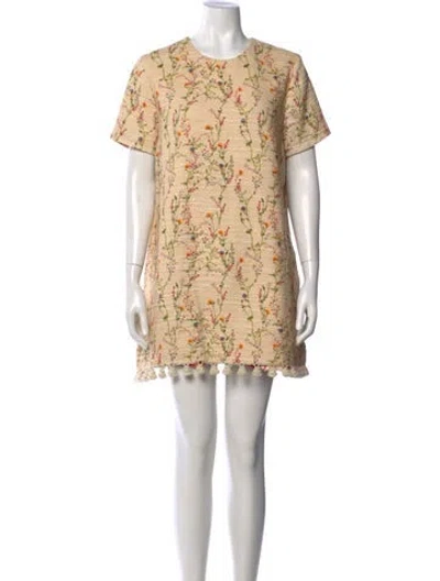 Pre-owned La Doublej Floral Print Mini Dress In Neutral