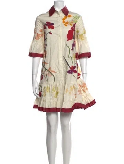 Pre-owned La Doublej Floral Print Mini Dress In Neutral