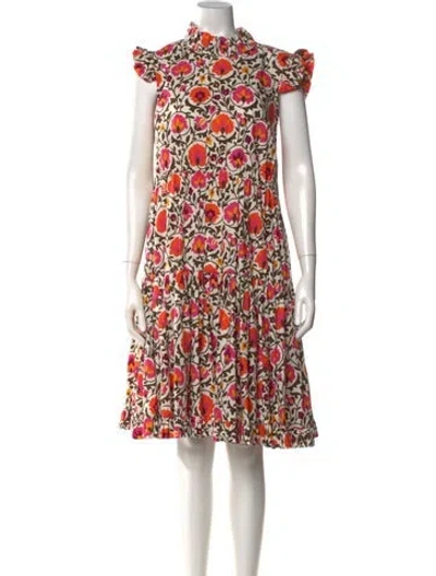 Pre-owned La Doublej Floral Print Mini Dress In Neutrals