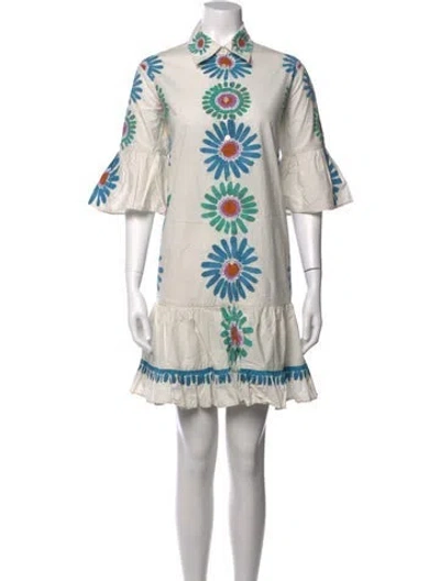 Pre-owned La Doublej Floral Print Mini Dress In Neutrals