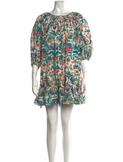 Pre-owned La Doublej Floral Print Mini Dress In Neutrals