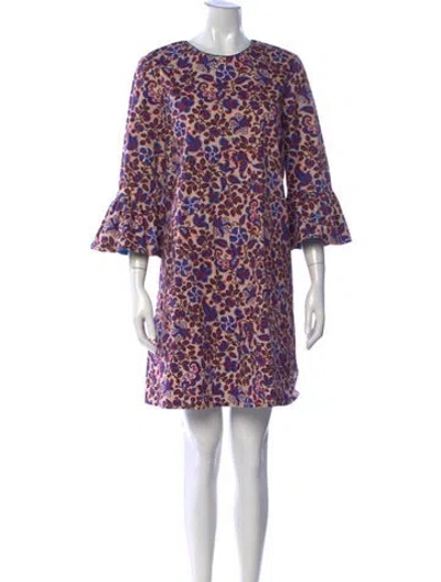 Pre-owned La Doublej Floral Print Mini Dress In Neutrals