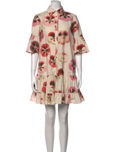 Pre-owned La Doublej Floral Print Mini Dress In Neutrals