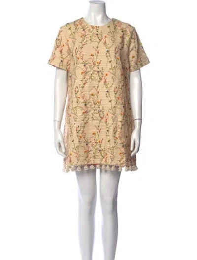 Pre-owned La Doublej Floral Print Mini Dress In Neutrals