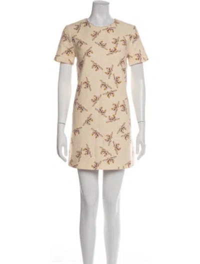 Pre-owned La Doublej Floral Print Mini Dress In Neutrals