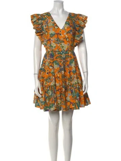 Pre-owned La Doublej Floral Print Mini Dress In Orange