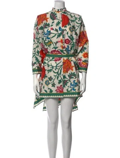 Pre-owned La Doublej Floral Print Mini Dress In Orange