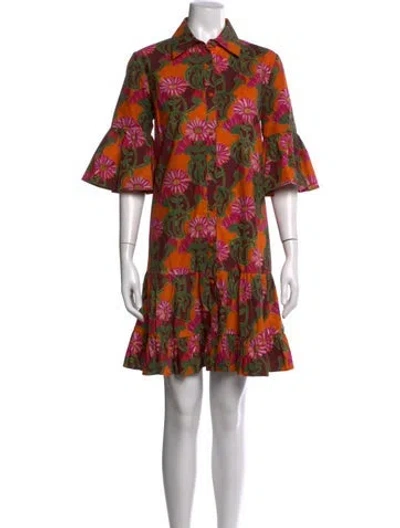 Pre-owned La Doublej Floral Print Mini Dress In Orange