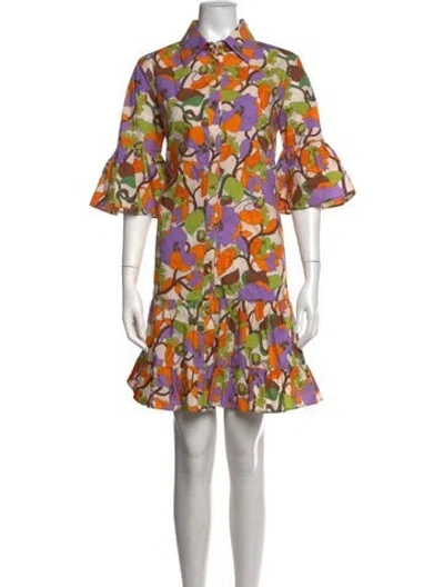 Pre-owned La Doublej Floral Print Mini Dress In Orange/purple