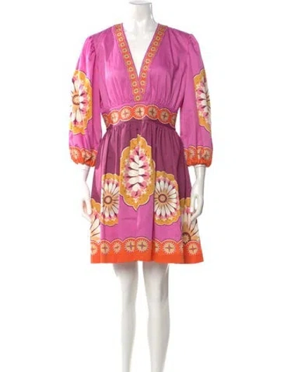 Pre-owned La Doublej Floral Print Mini Dress In Pink