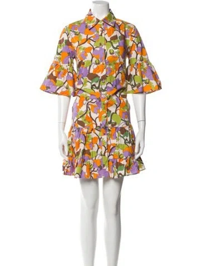 Pre-owned La Doublej Floral Print Mini Dress In Purple