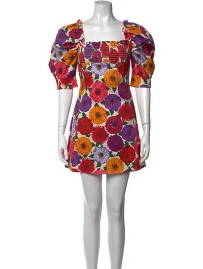 Pre-owned La Doublej Floral Print Mini Dress In Purple