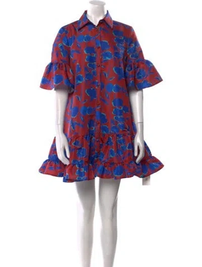 Pre-owned La Doublej Floral Print Mini Dress In Red