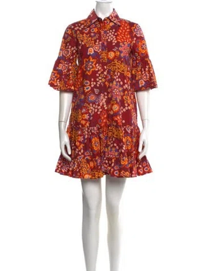 Pre-owned La Doublej Floral Print Mini Dress In Red