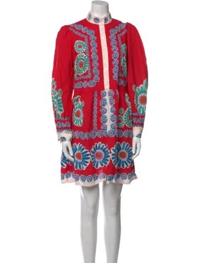 Pre-owned La Doublej Floral Print Mini Dress In Red